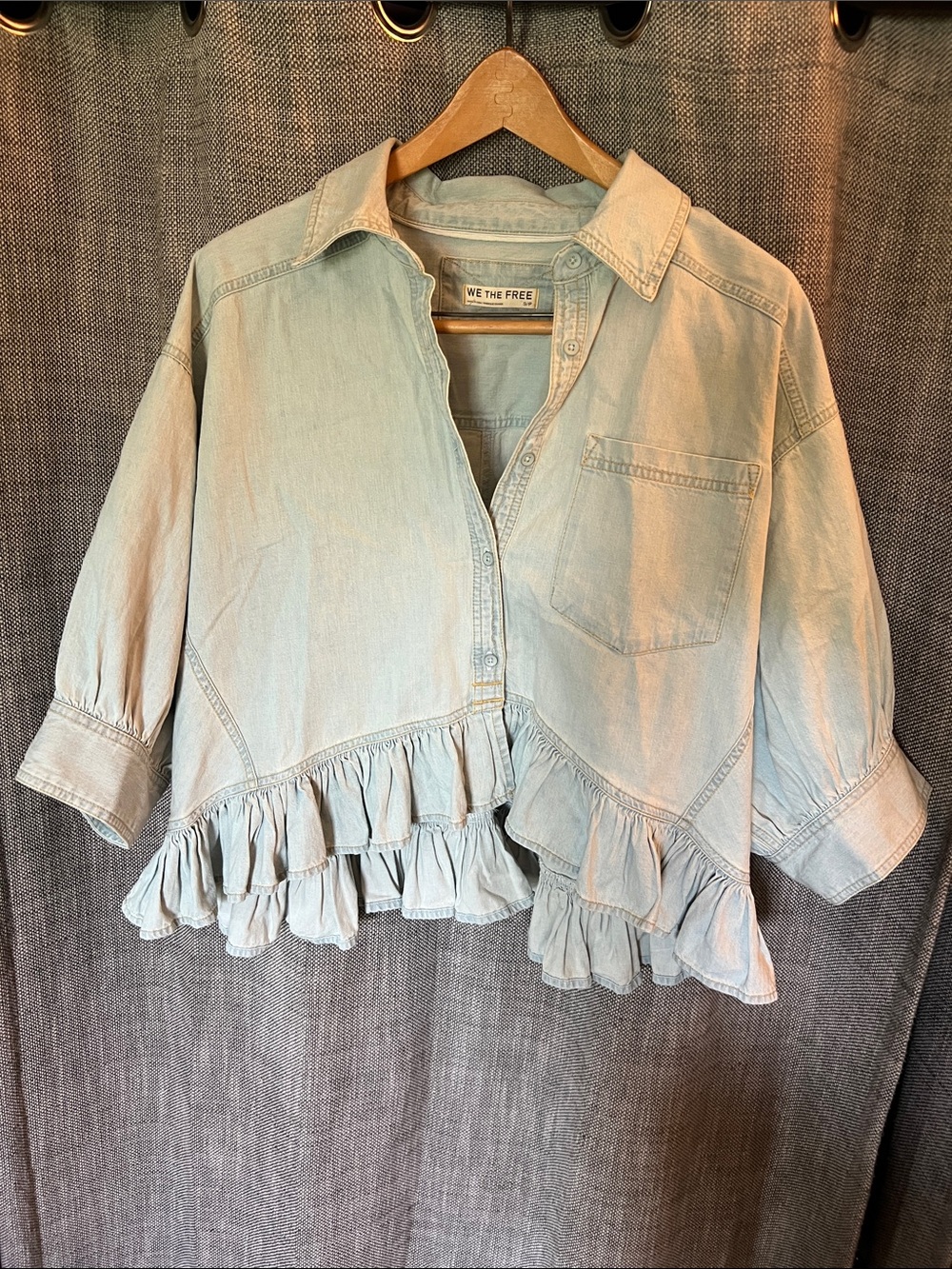 Free People We The Free Bailey Ruffle Button Down top